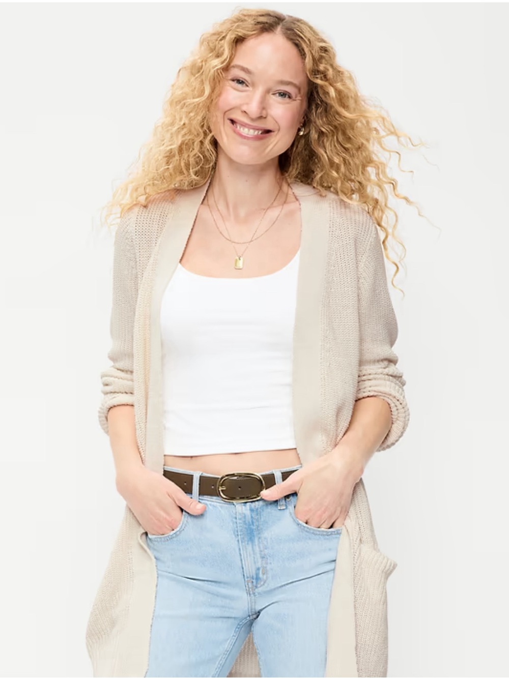 Old Navy Tall Neutral Open-Front Women’s Cardigan Sweater - Cream